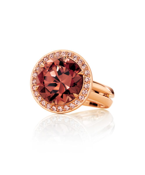 Blush Rose Gold Zircon and Pink Diamond Dress Ring.