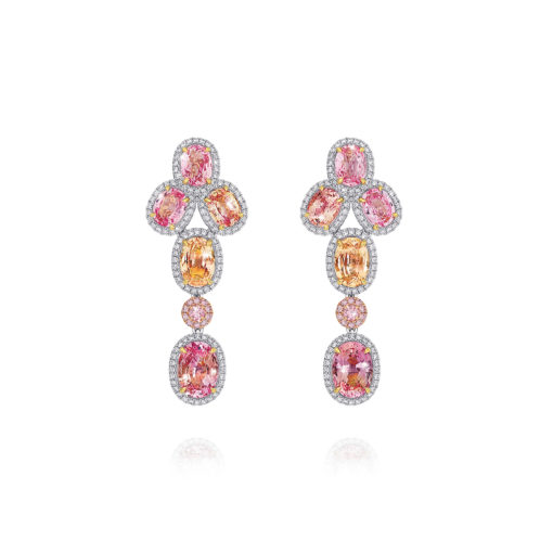 Kamala Padparadscha Sapphire and White Diamond Earrings - Fine ...