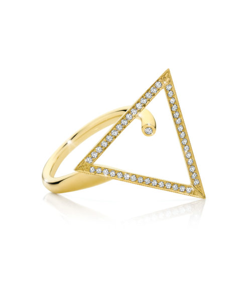 Open Triangle Shaped White Diamond Ring