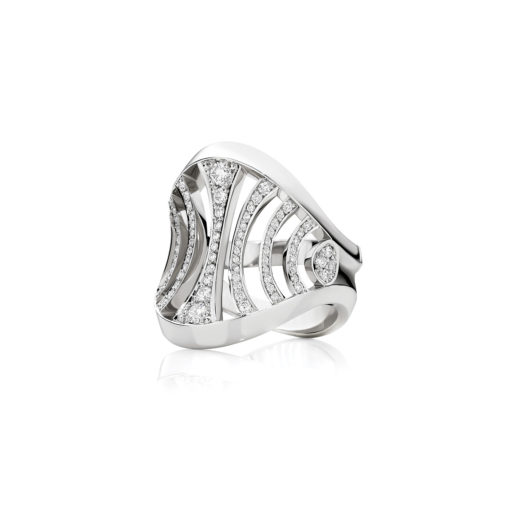 Saddle Open Curved White Diamond Ring