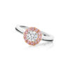 White and Pink Diamond Halo Ring