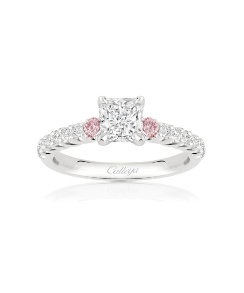 White Radiant Cut and Argyle Pink Diamond Ring
