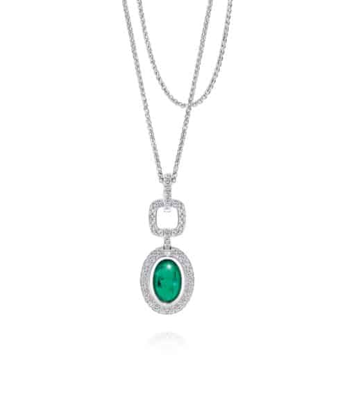 Detachable Emerald and White Diamond Pendant