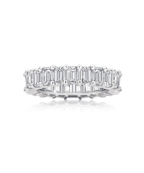 Emerald Cut White Diamond Platinum Ring