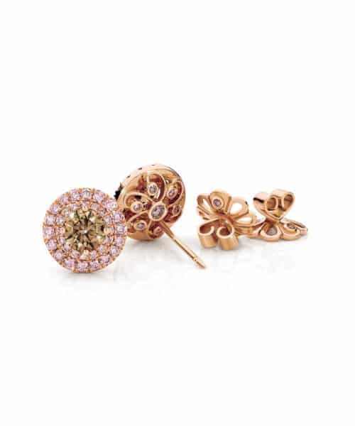 rose gold argyle pink and champagne diamond earrings