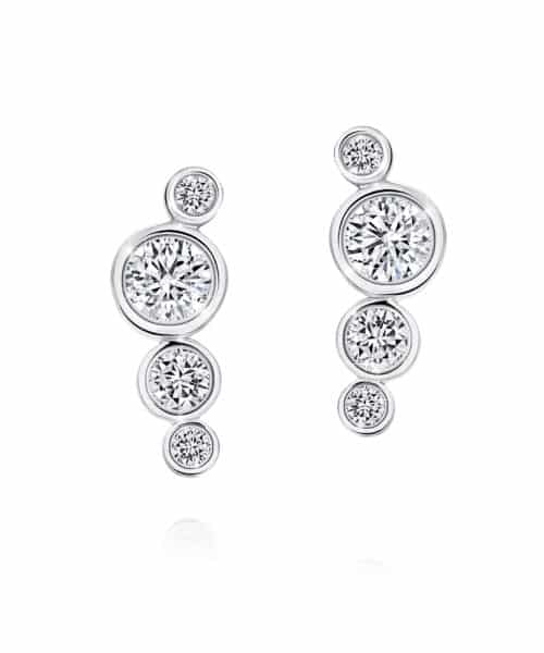 White Gold Bezel Set White Diamond Stud Earrings