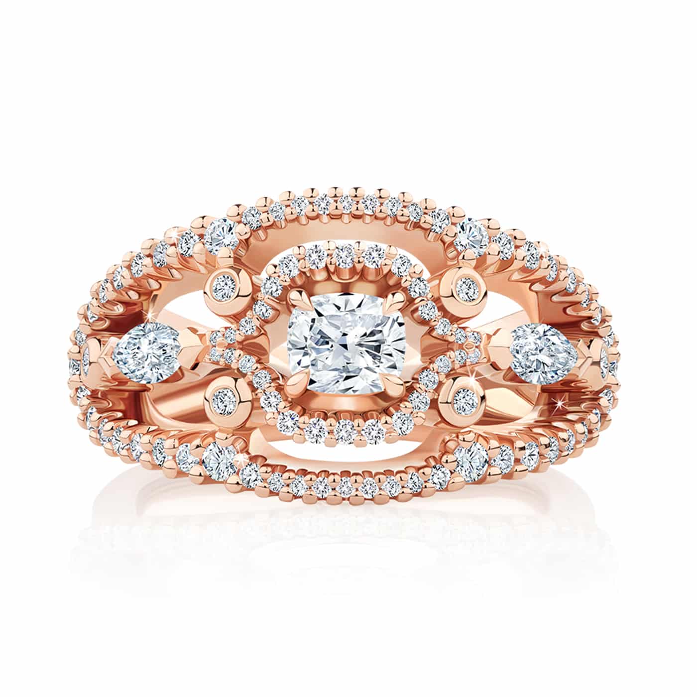 Naila Rose Gold and Glacier Diamond Dress Ring - Fine Jewellery and Argyle Pink  Diamond Specialists