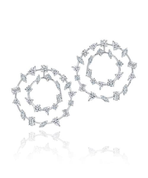 Zayna Platinum multi-shaped circle earrings featuring White Diamonds totalling 4.87ct.