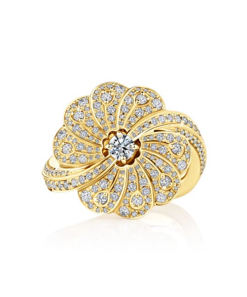 Fiore 18ct Yellow Gold and White Diamond Floral Ring