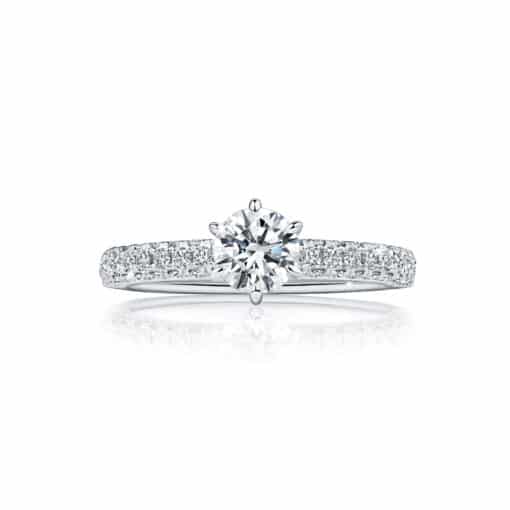 R4280 Azmin Platinum and 18ct Rose Gold Solitaire Diamond Ring with Pave Set Diamond Shoulders