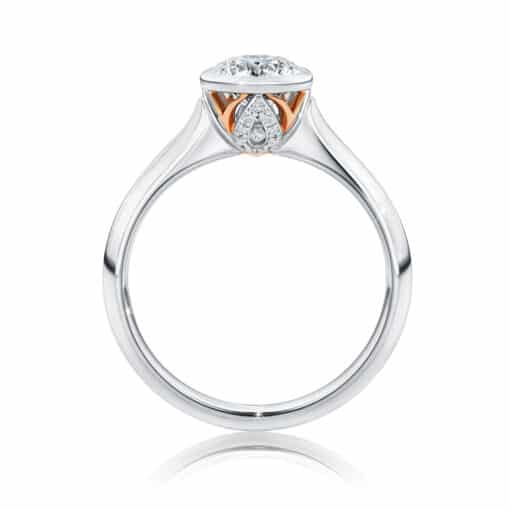 R4272 Lealla Platinum and 18ct Rose Bezel Set Solitaire Ring