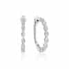 G8915 18ct White Gold Pear Shape Diamond Set Huggie Earrings