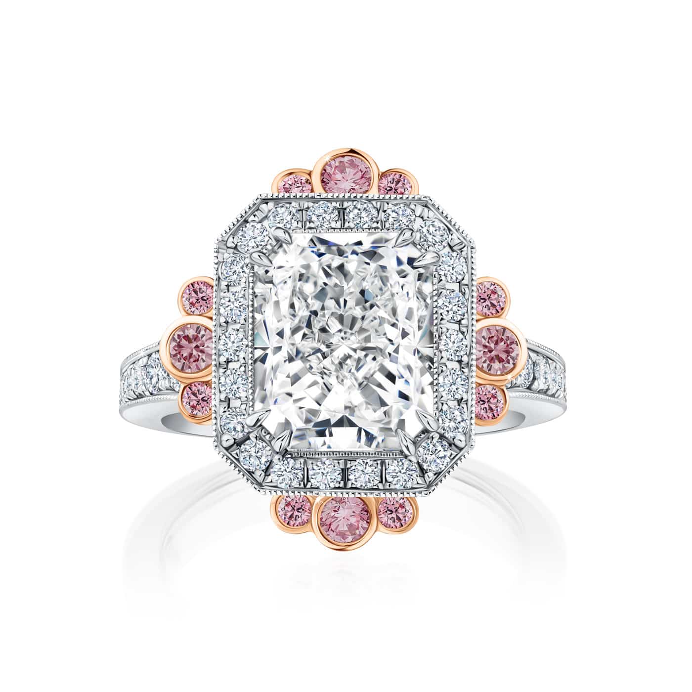 Catharina Handcrafted Platinum Radiant Cut Diamond Ring