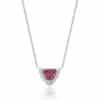 'Marguerite' 18ct WG/RG 1.57ct Shield Cut Pink Tourmaline & Diamond Pendant & Chain G5277