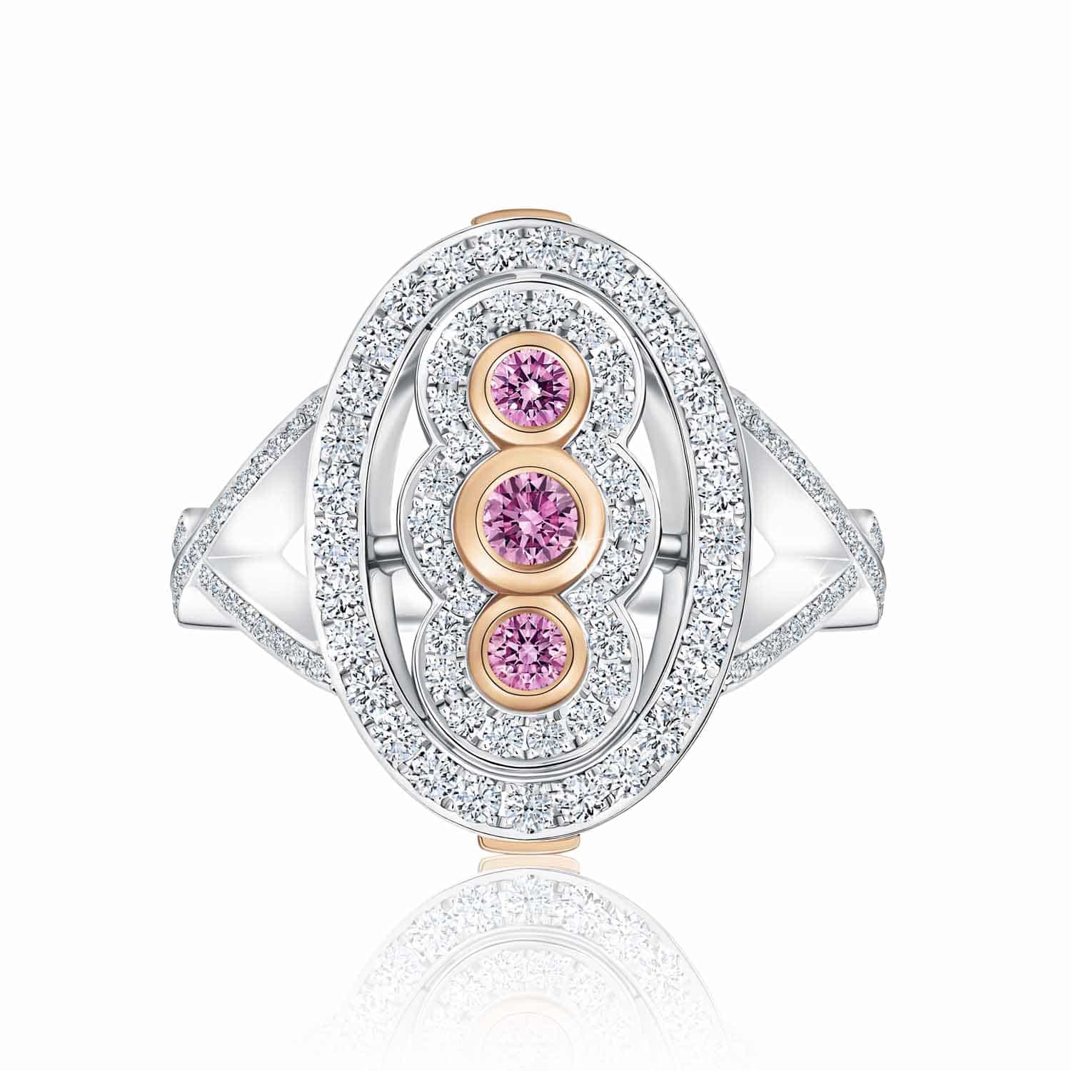 R4809 Platinum & 18ct Rose Gold Australian Argyle Pink Diamond™ Trilogy Halo Ring R4908 Platinum & 18ct Rose Gold Australian Argyle Pink Diamond™ Trilogy Halo Ring