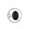 R5023 18ct White Gold 13.17ct Floating Black Diamond with White & Black Diamond Halo Ring