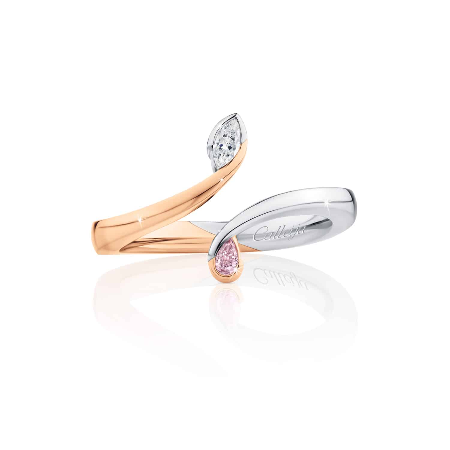 Arlys Platinum and 18ct Rose Gold Australian Argyle Pink Pear