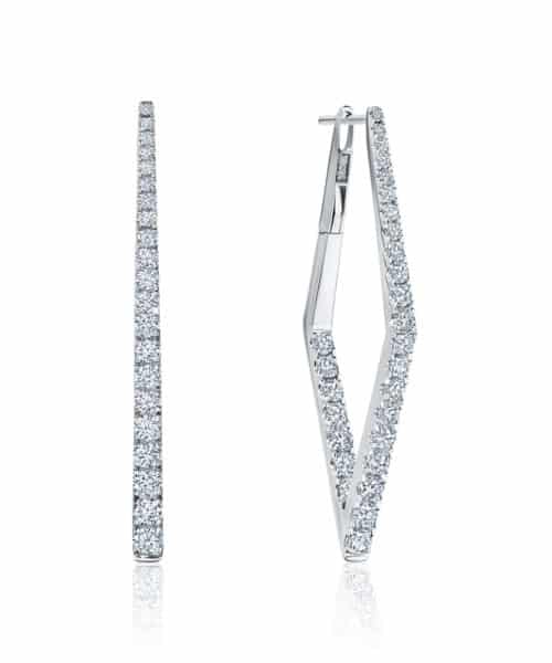 G10358 Aubri 18ct White Gold Diamond Shaped Diamond Set Huggie Earrings