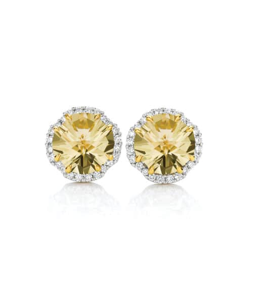 G1656 18ct Yellow Gold Celestia Lemon Quartz & Diamond Earrings 32of77
