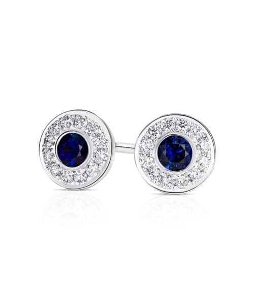 G3741 Blue Haven 18ct White Gold Blue Sapphire & Diamond Stud Earrings