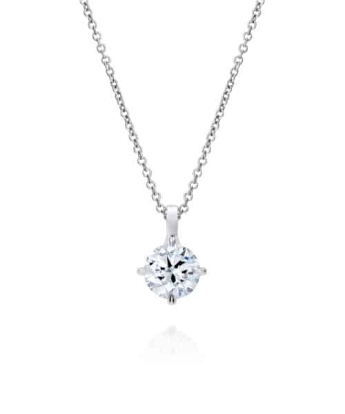 G818818ct White Gold 1.00ct Round Brilliant Cut Diamond Pendant & Chain
