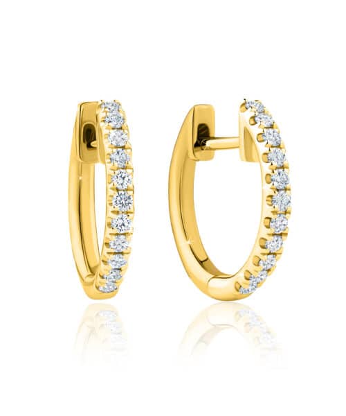 G6391 18ct Yellow Gold Diamond Set Huggie Earrings