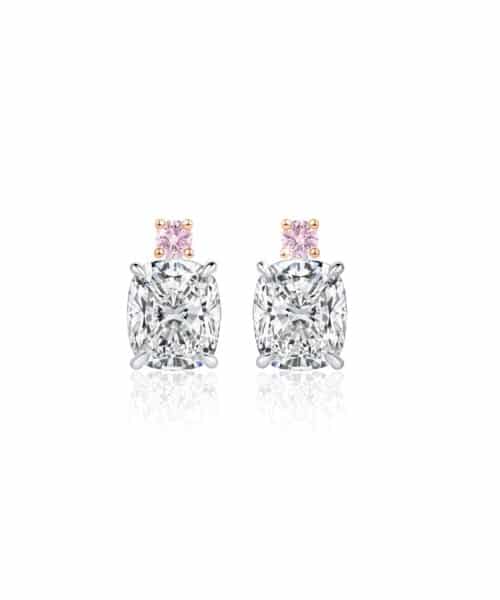 A2285 Evolette 18ct White & Rose Gold Glacier® Cut Diamond Earrings with Australian Argyle Pink Diamonds™