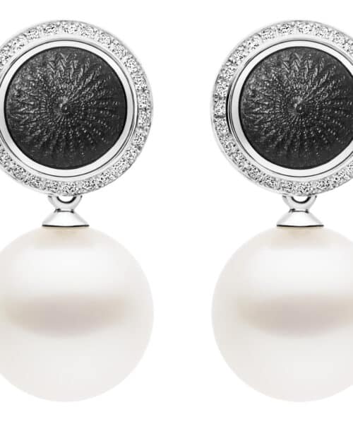 Q1000386 Kailis Ascensus Pearl and Black Guilloche Enlightenment Earrings