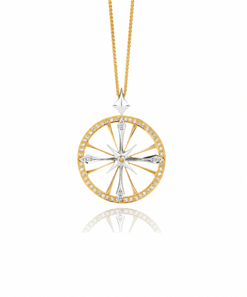 Compass Yellow and White Diamonds Pendant 210280