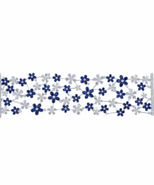 G10688 Fleur de Saphir 18ct White Gold Blue Sapphire & Diamond Set Bracelet