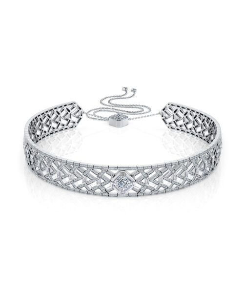 Zuleika 18ct White Gold Art Deco Inspired Diamond Set Choker