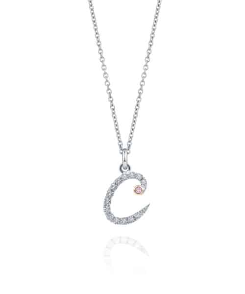 G10846 18ct White & Rose Gold 'C' Mini Love Letter