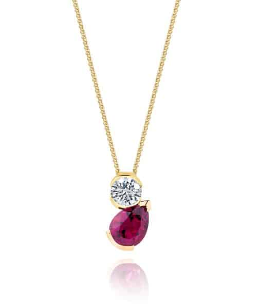 G10883 Rosé Solis 18ct Yellow & Rose Gold Rubellite Tourmaline & Diamond Pendant