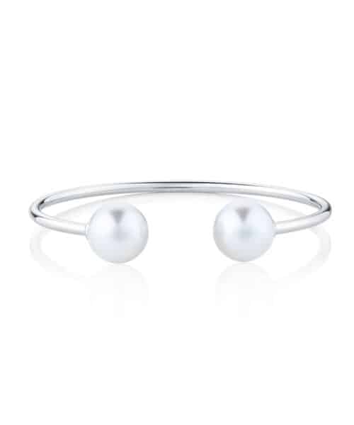 I1640 Thalassa 18ct White Gold Twin Cuff Pearl Bangle