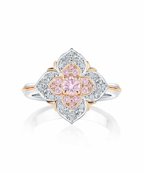 R5198 Isolde Platinum & 18ct Rose Gold Australian Argyle Pink Diamond™ & White Diamond Floral Ring