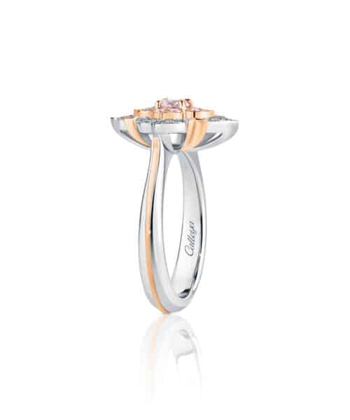 R5198 Isolde Platinum & 18ct Rose Gold Australian Argyle Pink Diamond™ & White Diamond Floral Ring