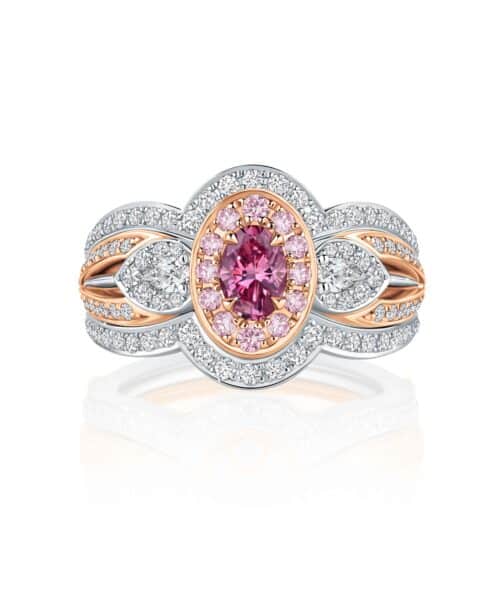 R5201 Elarra Platinum & 18ct Rose Gold 0.46ct 2PP Oval Australian Argyle Pink Diamond™ Ring with Diamond Set Jacket