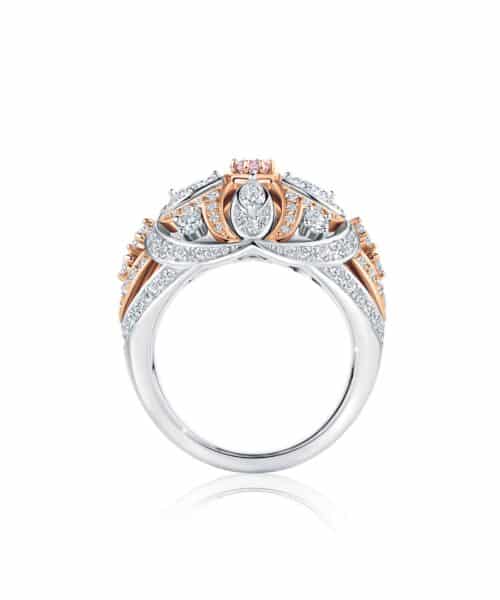 R5224 Yazabelle 18ct White & Rose Gold Filigree Diamond Domed Ring