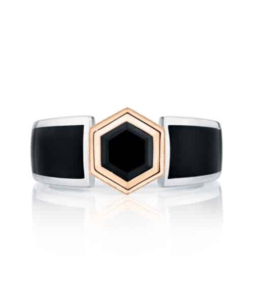 R5225 Magnus Platinum & 18ct Rose Gold 1.60ct Black Diamond Ring