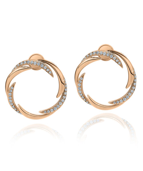 Vortex 18ct Rose Gold and Diamond Circle Earrings