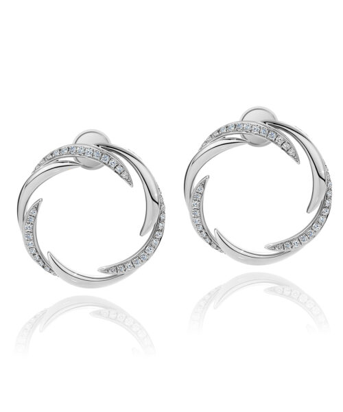 Vortex 18ct White Gold and Diamond Circle Earrings