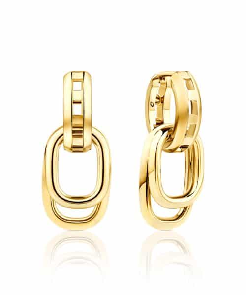 G11027 G9279 G10228 Zara Tindall by Calleija 18ct Yellow Gold Huggie Earrings with Double Detachable Links
