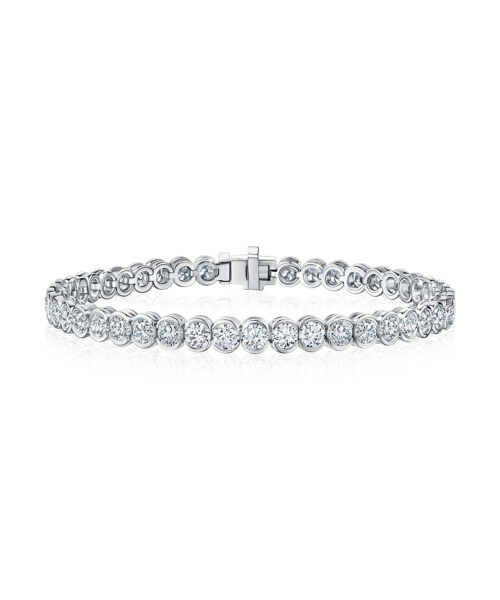 Nadine 18ct White Gold Semi Bezel Diamond Set Tennis Bracelet