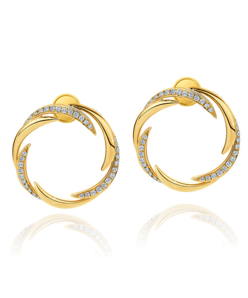 Vortex 18ct Yellow Gold and Diamond Circle Earrings