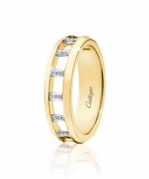 R4805 18ct Yellow & White Gold Diamond Slender Coronet Ring