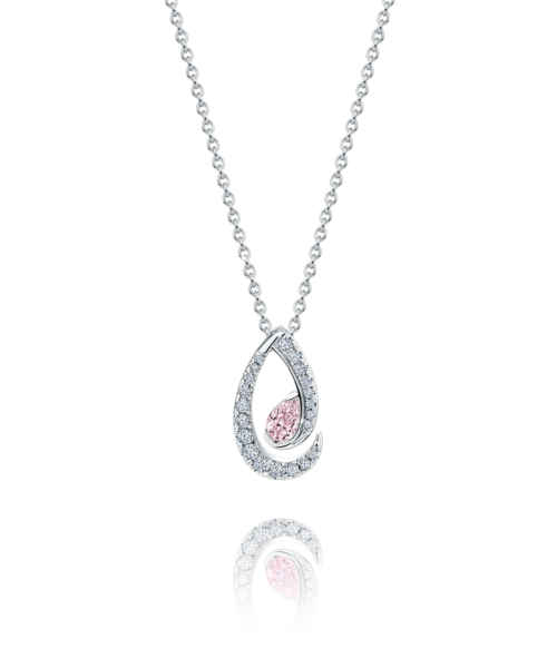 G11120 Jolie 18ct White Gold Natural Australian Argyle Pink Diamond™ Pear Shaped Pendant (inc. Chain)